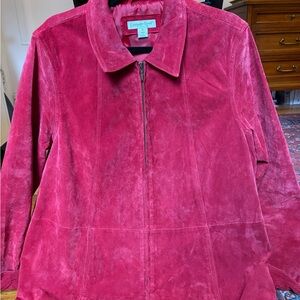 Coldwater Creek Women's Red Suede Zip-Front Jacket